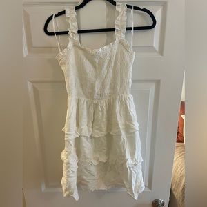 Lulus White Smocked Ruffled Tie-Back Mini Dress